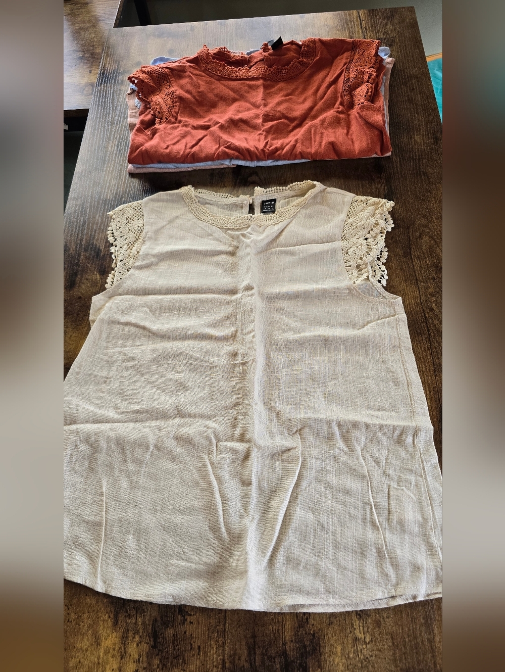 (4) Lace Trim Blouces